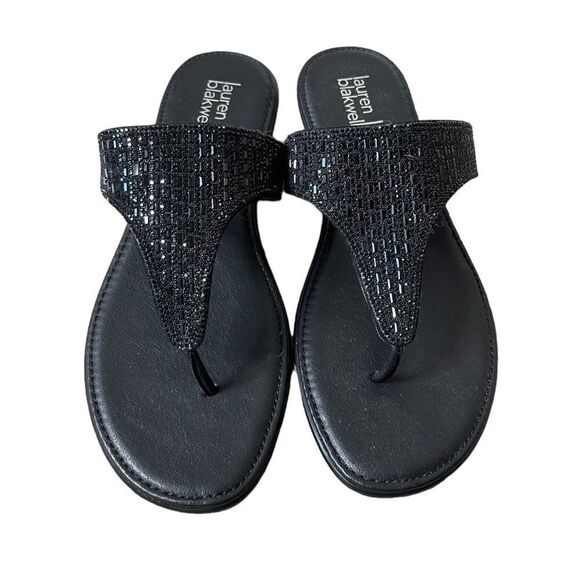 Lauren Blakwell Embellished Black Sandals NWOB - Picture 1 of 13